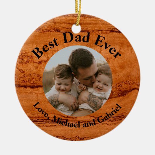 Beste papa ooit, Copper Canyon Graniet, amber goud Keramisch Ornament (Voorkant)