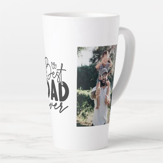Beste papa ooit Custom 2 foto dubbelzijdig Latte Mok (Rechterhoek)