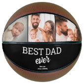 Beste papa ooit Custom 3 foto's Modern gepersonali Basketbal (Voorkant)