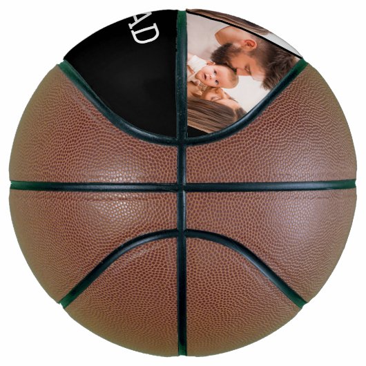 Beste papa ooit Custom 3 foto's Modern gepersonali Basketbal (Rechts)