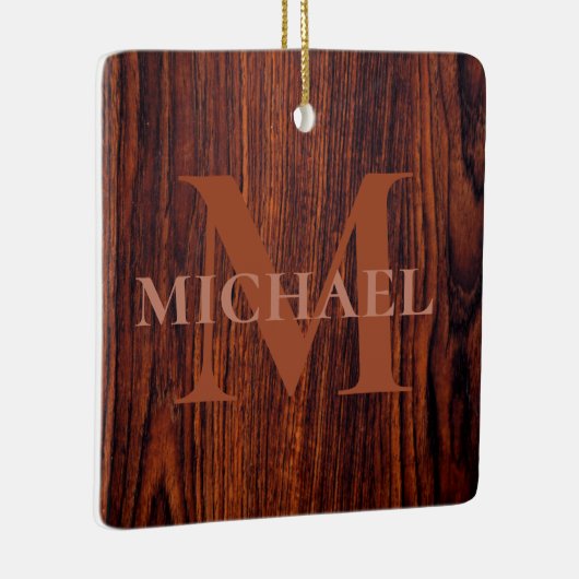 Beste papa ooit donker mahonie hout graan keramisch ornament (Rechts)