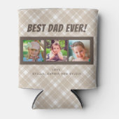 Beste papa ooit | Drie foto's Plaid Blikjeskoeler (Voorkant)