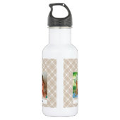 Beste papa ooit | Drie foto's Tan Plaid Waterfles (Achterkant)