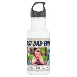 Beste papa ooit | Drie foto's Tan Plaid Waterfles