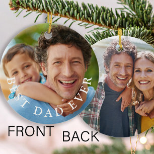 Beste papa ooit dubbelzijdige 2 foto aandenken keramisch ornament