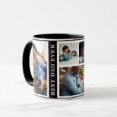 Beste papa ooit eenvoudig 5 foto collage zwart mok (Voorkant links)