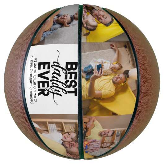 Beste papa ooit & eenvoudige familie foto Vaderdag Basketbal (Verticaal)