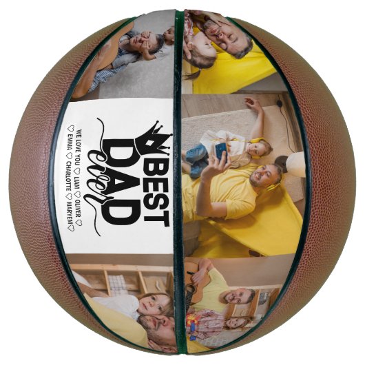 Beste papa ooit & eenvoudige familie foto's Vaderd Basketbal (Verticaal)