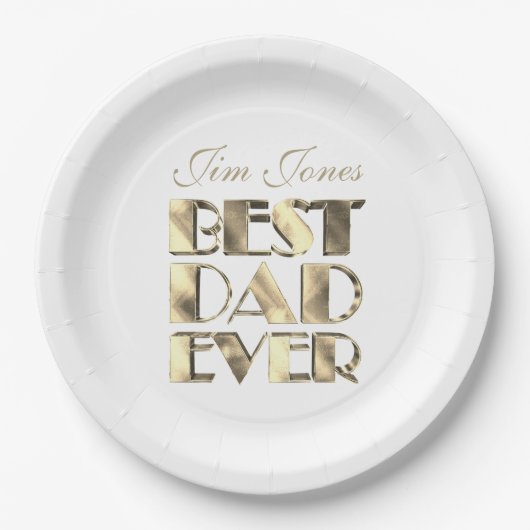 Beste papa ooit Elegant Faux gouden tekst op wit Papieren Bordje (Voorkant)
