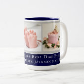 Beste papa ooit Elegant Script 3 Fotocollage Tweekleurige Koffiemok (Voorkant rechts)