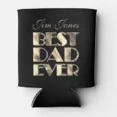 Beste papa ooit Elegant Zwart en Goud Look Tekst Blikjeskoeler (Voorkant)