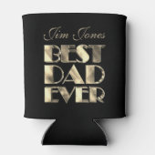 Beste papa ooit Elegant Zwart en Goud Look Tekst Blikjeskoeler (Achterkant)