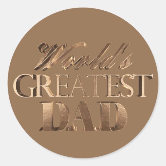 Beste papa ooit elegante tekst bruin goud typograf ronde sticker (Voorkant)