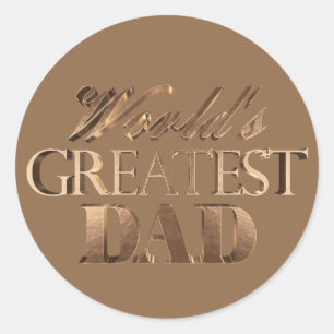 Beste papa ooit elegante tekst bruin goud typograf ronde sticker