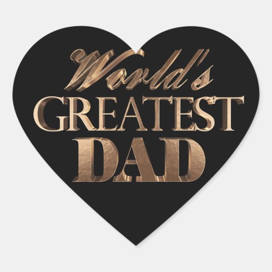 Beste papa ooit elegante tekst zwart goud typograf hart sticker (Voorkant)
