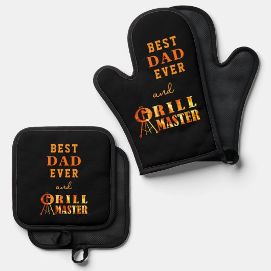 Beste papa ooit en Grill Master Ovenwant & Pannenlap Set (Voorkant / Achterkant)