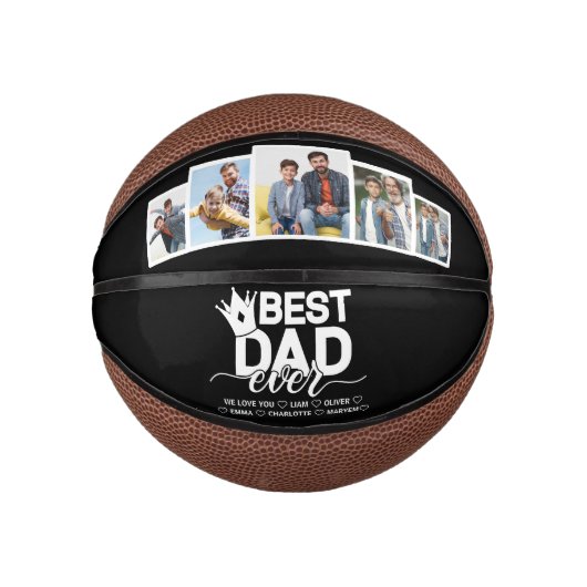 Beste papa ooit & familie 5 foto Vaderdag Basketbal (Voorkant)