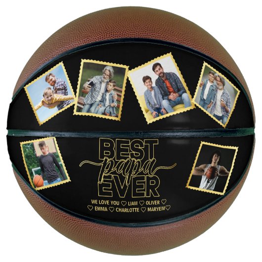 Beste Papa Ooit & Familie 6 foto's Vaderdag Basketbal (Voorkant)