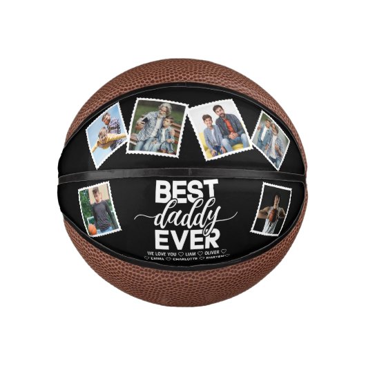 Beste papa ooit & familie 6 foto's Vaderdag Basketbal (Voorkant)