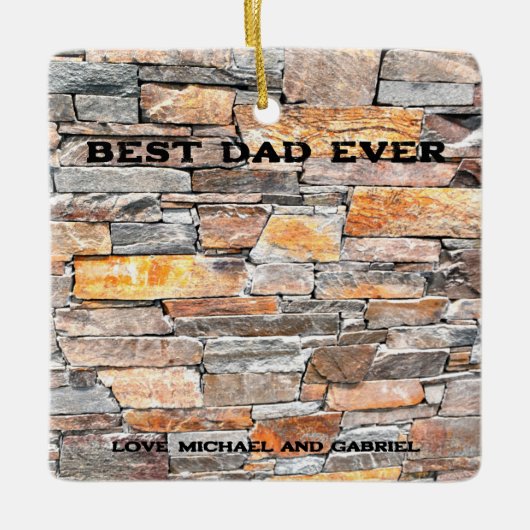 Beste papa ooit Flagstone distressed stone stenen  Keramisch Ornament (Voorkant)