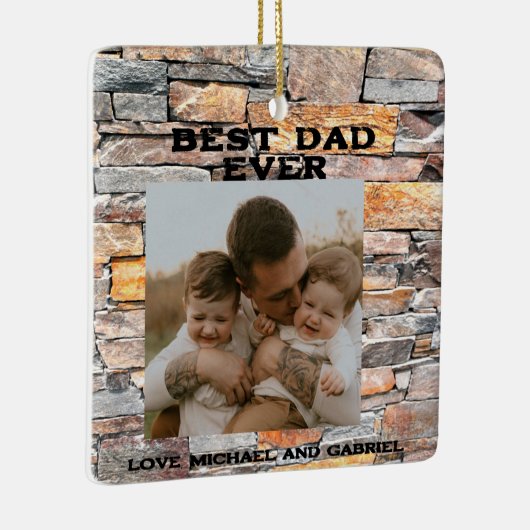 Beste papa ooit Flagstone distressed stone stenen  Keramisch Ornament (Rechts)