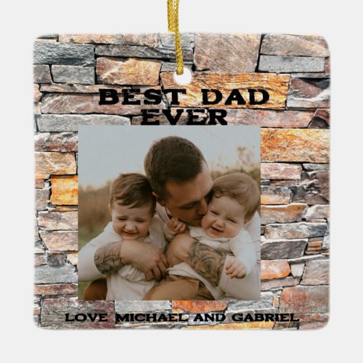 Beste papa ooit Flagstone distressed stone stenen  Keramisch Ornament (Voorkant)