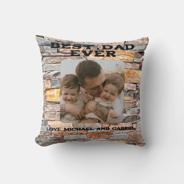 Beste papa ooit Flagstone distressed stone stenen  Kussen (Voorkant)