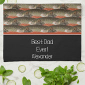 Beste papa ooit forel zwart wit roest vis patroon theedoek (Gevouwen)