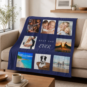Beste papa ooit foto collage marineblauwe vader fleece deken