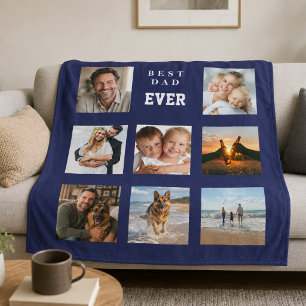 Beste papa ooit foto collage marineblauwe vader fleece deken