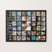 BESTE PAPA Ooit Foto Collage Naam Zwart Legpuzzel (Horizontaal)