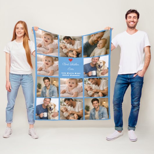 Beste Papa Ooit Foto Collage | Persoonlijk Fleece Deken (In situ)