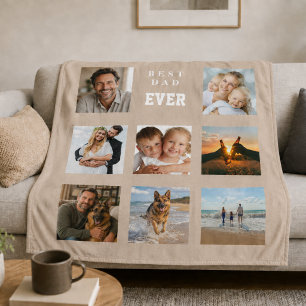 Beste papa ooit foto collage vader beige zand fleece deken
