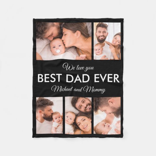 Beste papa ooit foto collage Vaderdag Fleece Deken (Voorkant)