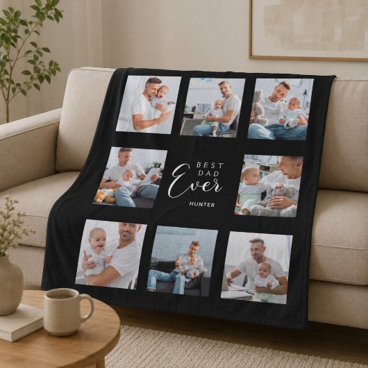 Beste papa ooit foto collage zwart wit vader fleece deken