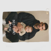 Beste papa ooit /foto en elegante script golfhanddoek (Horizontaal)