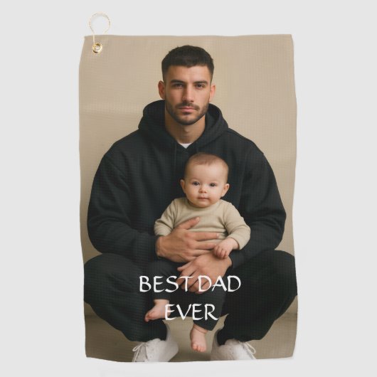 Beste papa ooit /foto en elegante script golfhanddoek (Voorkant)