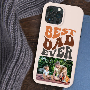 Beste Papa Ooit Foto en Groovy Retro Typografie Case-Mate iPhone Case