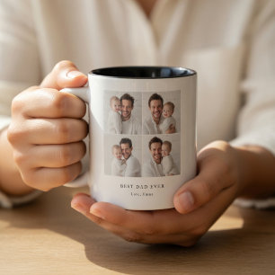 Beste Papa Ooit Foto   Gepersonaliseerde Vaderdag Tweekleurige Koffiemok