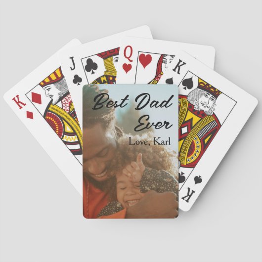 beste papa ooit foto liefde simpele minimale tekst pokerkaarten (Achterkant)