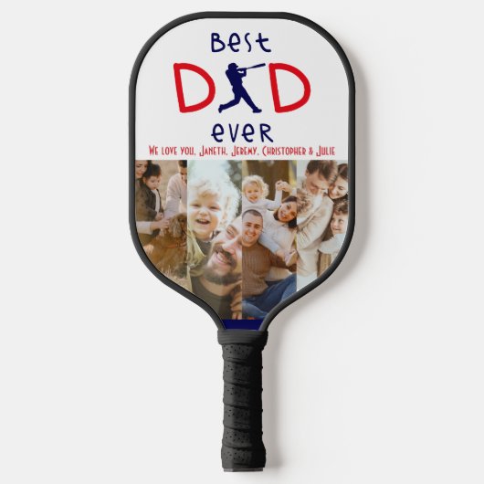 Beste papa ooit Foto Sport Keepsake Vaders Dag Pickleball Paddle (Voorkant)