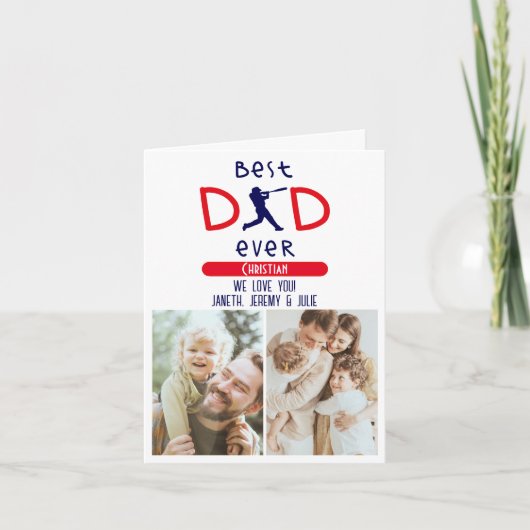 Beste papa ooit foto trendy moderne blauwe vaders  kaart (Voorkant)