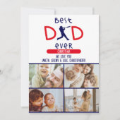 Beste papa ooit foto trendy moderne blauwe vaders  kaart (Voorkant)
