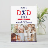 Beste papa ooit foto trendy moderne blauwe vaders  kaart (Staand voorkant)