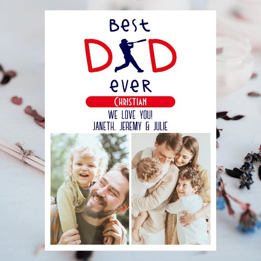 Beste papa ooit foto trendy moderne blauwe vaders  kaart