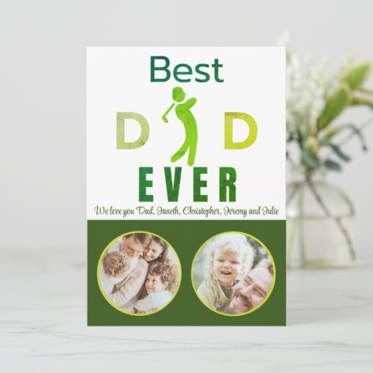 Beste papa ooit foto Unieke groene golf vaders dag Kaart (Staand voorkant)