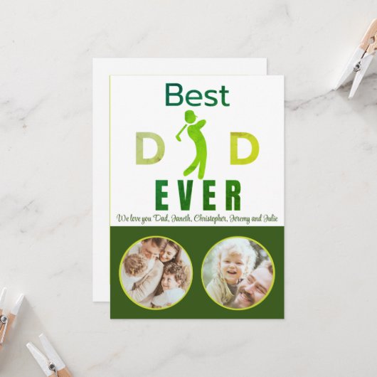 Beste papa ooit foto Unieke groene golf vaders dag Kaart (Voorkant / Achterkant in situ)