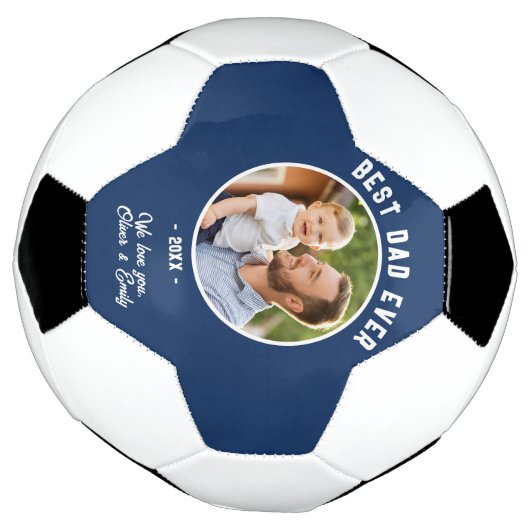 Beste Papa Ooit Foto Vaderdag Aandenken Voetbal (Gedraaid)