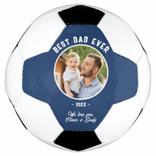 Beste Papa Ooit Foto Vaderdag Aandenken Voetbal (Voorkant)