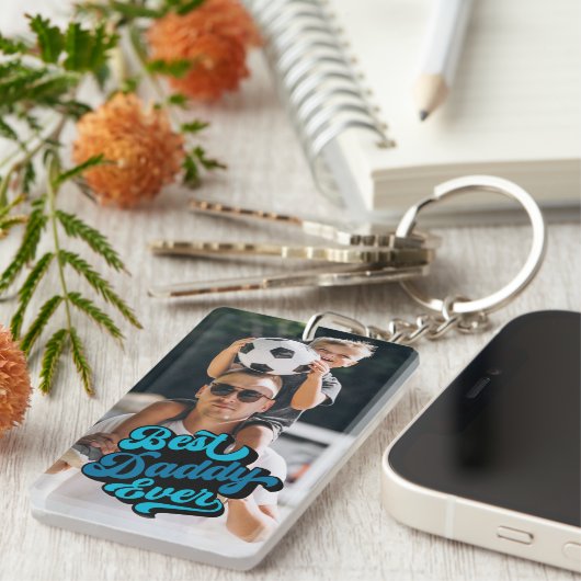 Beste papa ooit | Foto vaderdag Sleutelhanger (Voorkant Rechts)
